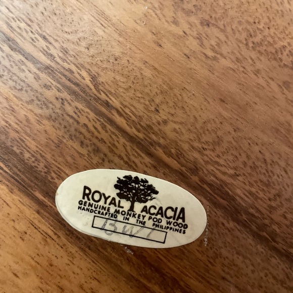 Vintage Royal Acacia Monkey Pod Wood Server Leaf Shaped Handcrafted Philippines - Picture 3 of 10